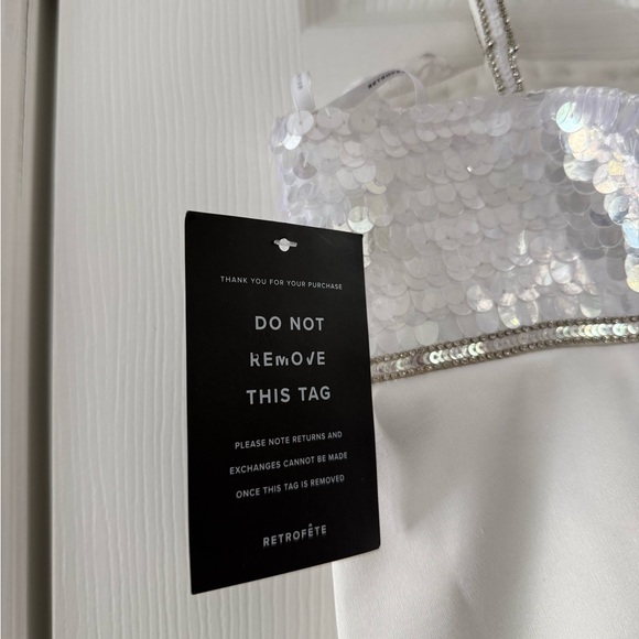 Retrofete Lark Sequin Embroidered Mini Dress White Silver NEW with tags - Picture 12 of 14